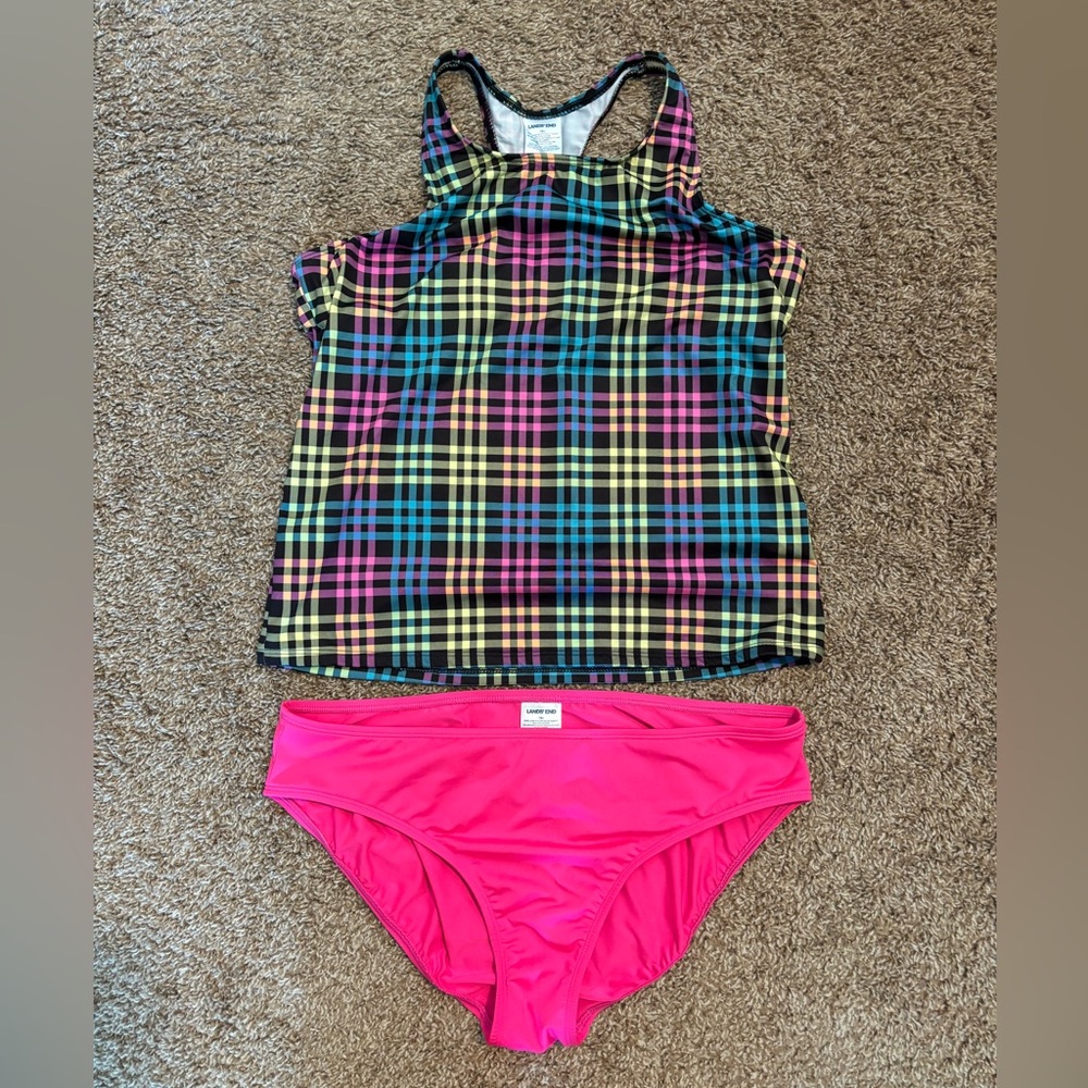 Girl’s Lands’ End Multi Colored Tankini Size 16P